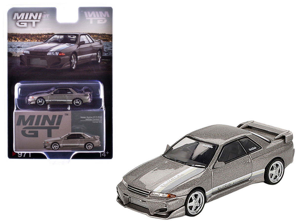 Nissan Skyline GT-R (R32) RHD (Right Hand Drive) "Veilside Combat C-I" Gray Metallic Limited Edition 1/64 Diecast Model Car by Mini GT2